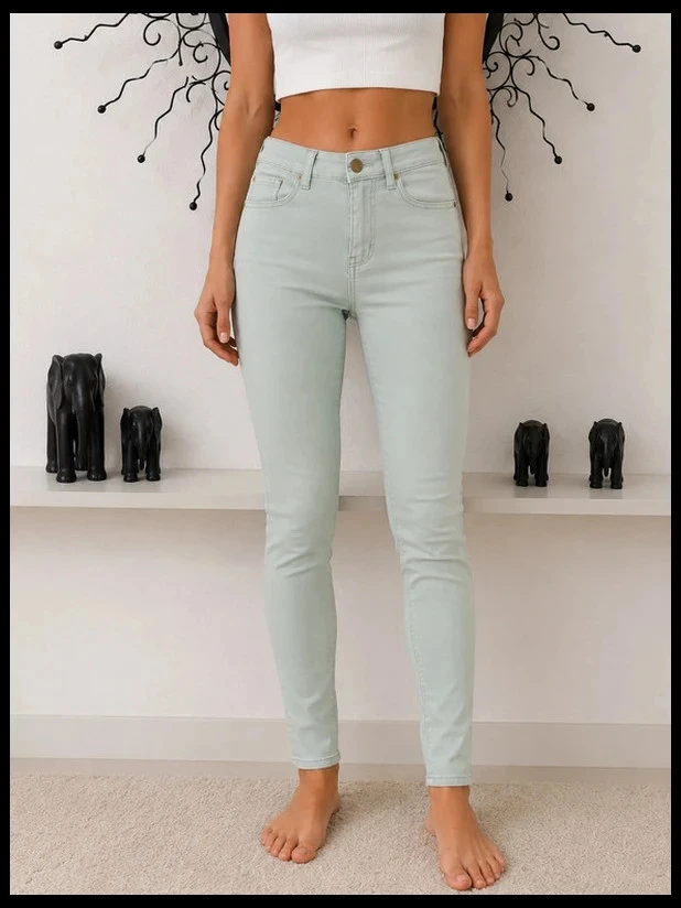 Pastel Mint Green Mango 'Paty' Skinny Jean – Stretch & Slim Fit – Size 34 (XS) – photo 7